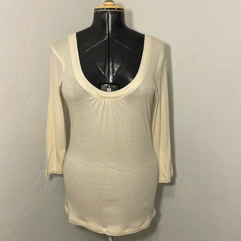 High Sierra Long-Sleeve Low-Neck Off White Shirt